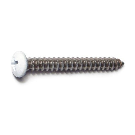 Sheet Metal Screw, #8 X 1-1/2 In, Painted 18-8 Stainless Steel Pan Head Phillips Drive, 100 PK